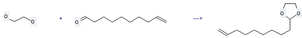 9-Decenal can be used to produce 2-non-8-enyl-[1,3]dioxolane with ethane-1,2-diol 